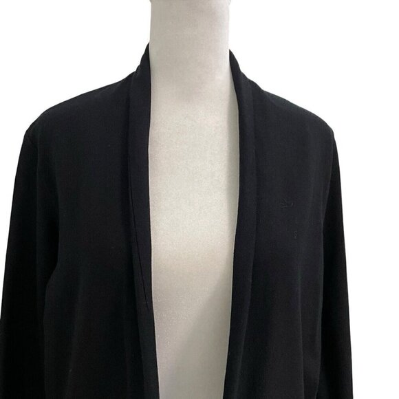 Eileen Fisher Crepe Open Front Blazer Jacket Pockets Classic Black size Medium - Picture 2 of 8